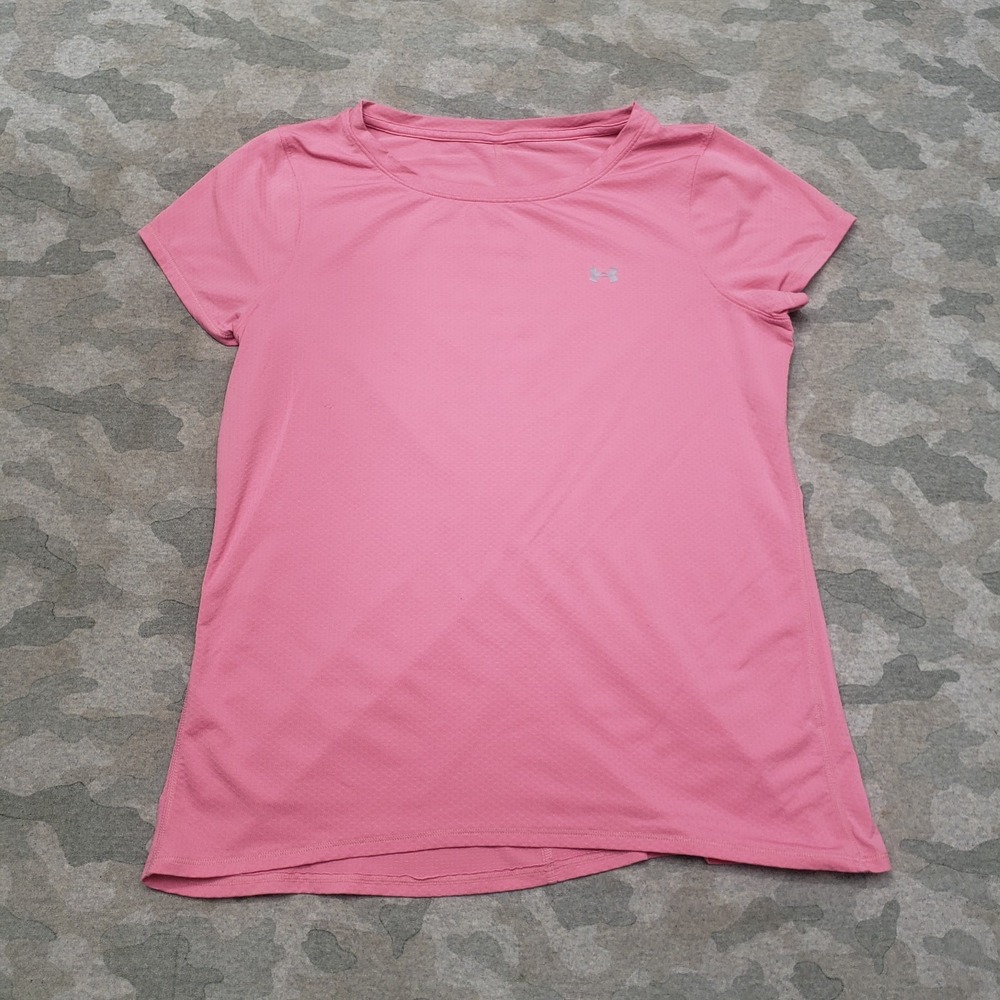 Under Armour Top Womens Small Pink Pullover Short Sleeve Gym Fitness Athletic